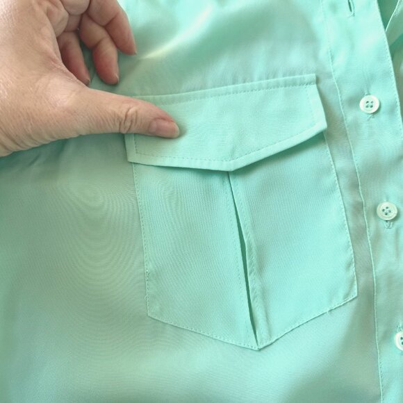 J Crew Factory Mint Green Sleeveless Shirt Blouse Size 00 Button Down Front - Picture 10 of 12